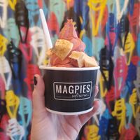 Red velvet with vegan honeycomb at Magpies Softserve in Los Angeles