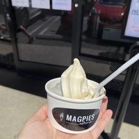 Corn almond + black sesame twist  at Magpies Softserve in Los Angeles