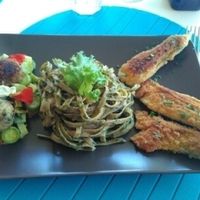Zucchini flowers and pasta pesto at Casa KaRa in Dolceacqua