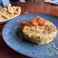 Bean burger without a bun  at O Dowds Cafe in Roundstone