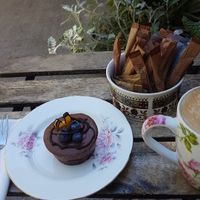 Raw vegan chocolate cake! So good! at The Secret Garden in Galway