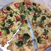 Vegan Corn Alfredo Pizza!! at Veggie Crust in Somerville