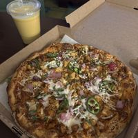 Vegan cauli Manchurian 🍕 and vegan 🥭 lassi   at Veggie Crust in Somerville