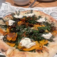 Seasonal butternut squash pizza w/ vegan ricottaa  at True Food Kitchen - W Ave in Austin
