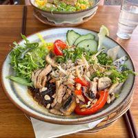 glass noodles (made from sweet potatoes) with vegan chicken   at 36 Pho Co in Weimar