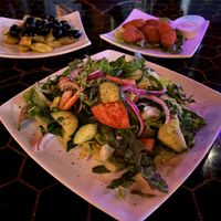 Syrian salad, falafel, pickles and olives.  at Ranoush in St Louis