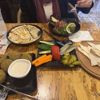 Hummus, falafel, tabbouleh   at Rokka in Antalya
