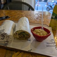 Falafelwrap mit Aubergine, Hummus at Rokka in Antalya