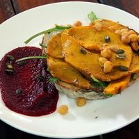 Bread with fried pumpkin topping.  at Bubba's - Ban Tai in Koh Phangan