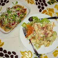 Som Tam & Potato Salad at Bodhi Tree Cafe in Chiang Mai