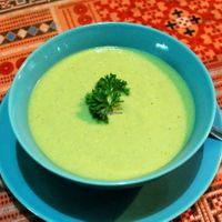 Avocado cucumber soup.  at Bodhi Tree Cafe in Chiang Mai