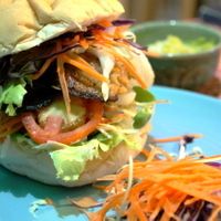 Vegan burger.  at Bodhi Tree Cafe in Chiang Mai