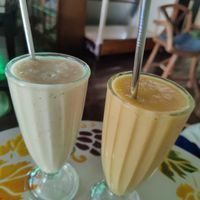 Banana and Mango juice at Bodhi Tree Cafe in Chiang Mai