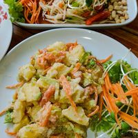 Vegan Potato Salad and Somtam (Thai Spicy Papaya Salad). #Veganuary at Bodhi Tree Cafe in Chiang Mai