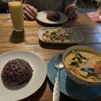 Rice and mango smoothie too   at Bodhi Tree Cafe in Chiang Mai