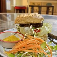 Vegetarian burger (100 THB)  at Bodhi Tree Cafe in Chiang Mai