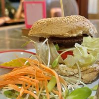 Vegetarian burger (100 THB)  at Bodhi Tree Cafe in Chiang Mai