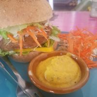 Amazing veggie burger  at Bodhi Tree Cafe in Chiang Mai