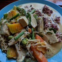 Penang Curry (half of the served amount because we shared it) at Bodhi Tree Cafe in Chiang Mai