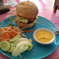 Vegan burger at Bodhi Tree Cafe in Chiang Mai