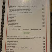Menu at Bodhi Tree Cafe in Chiang Mai