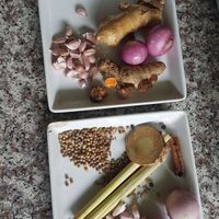 The spices for massaman and khao soi at Bodhi Tree Cafe in Chiang Mai