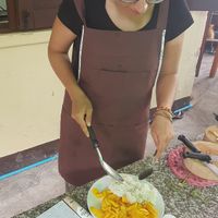 Presenting the mango sticky rice at Bodhi Tree Cafe in Chiang Mai