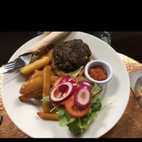 Vegan burger at The Angel Microbrewery in Nottingham