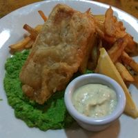 Fish + chips (tempeh) at The Angel Microbrewery in Nottingham