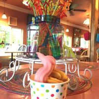 Soft serve non-dairy Palazzolo's Artisan Gelato & Sorbetto as well. Watermelon, Mango, Cookies and Cream, Tahitian Vanilla, Chocolate.  at Stonewall Corner in Douglas