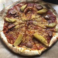 Potato and sausage pizza  at Pizzare in Berlin