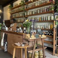 Built in apothecary - very cool!  at The Corner Beet in Denver