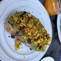 Toast with tofu scramble  at The Corner Beet in Denver