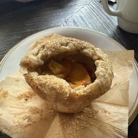 Peach golden pastry  at The Corner Beet in Denver