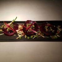 Raw beet  ravioli at Vital Root in Denver