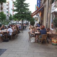 Summer in Landau. The Burger House offers generous outside seating. at Cowboy Burger Restaurant in Landau