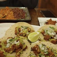 Tacos suadero y Mafe de verduras con tofu ahumado  at La Encomienda in Madrid