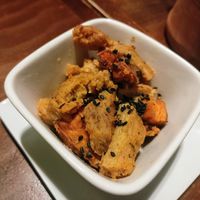 Spiced sweet potato and soy meat starter at La Encomienda in Madrid