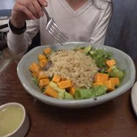 Quinoa 'main' dish.  Very poorly done, with almost no care taken in preparation.  Easily the most unpleasant vegan restaurant we visited in Madrid during our one week trip. at La Encomienda in Madrid