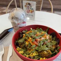 Veggie bowl and pbj smoothie  at Manna Life Food in Miami