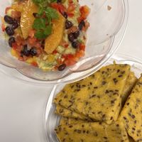 Guacamole bowl came with arepas  at Manna Life Food in Miami