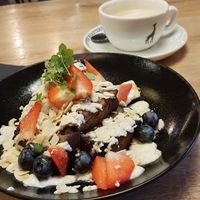 Banana bread with red fruit 🖤 at Club Vers in The Hague