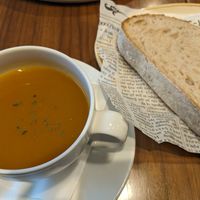 Vegetable soup and bread at Mr. Farmer - Omotesando in Tokyo