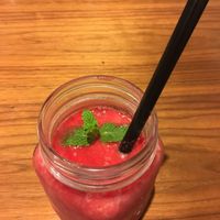 Smoothie strawberry , beet, ginger, banana and apple.  at Mr. Farmer - Omotesando in Tokyo