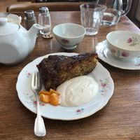 Orange cake enjoyment at Les 4 Jeudis in Brussels