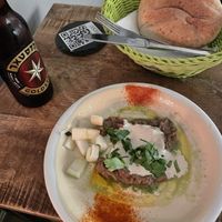 Hummus & Ful + Goldstar (Vienna lager)  at Hummus & Friends in Berlin