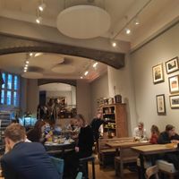 Restaurant from inside at Hummus & Friends in Berlin