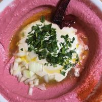 Beetroot hummus at Hummus & Friends in Berlin