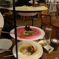 Three types of hummus at Hummus & Friends in Berlin