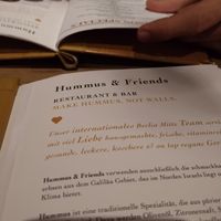 Menu at Hummus & Friends in Berlin